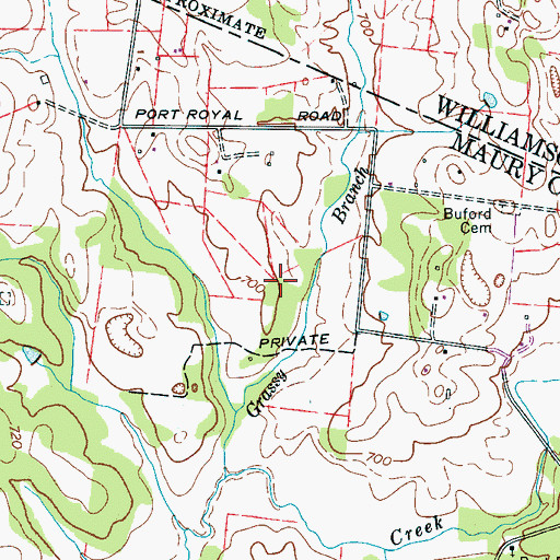 Topographic Map of Wells Cemetery, TN