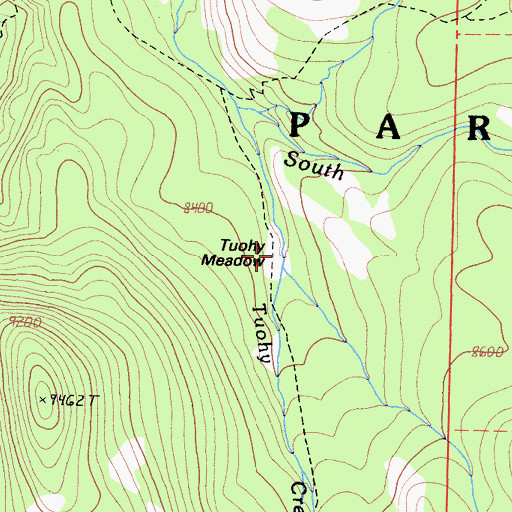 Topographic Map of Tuohy Meadow, CA