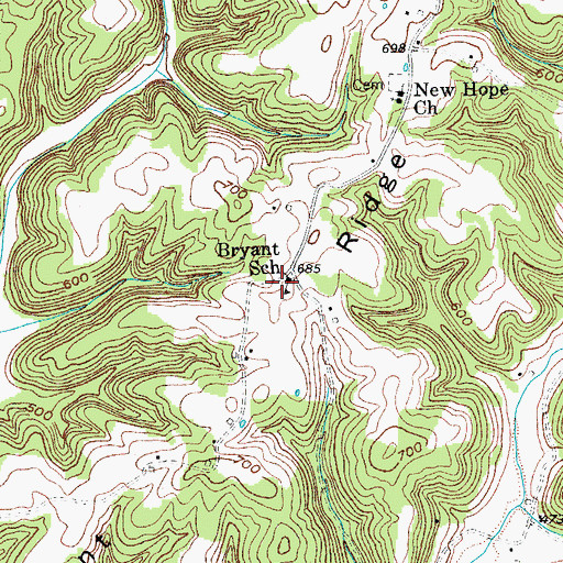 Topographic Map of Bryant Ridge (historical), KY