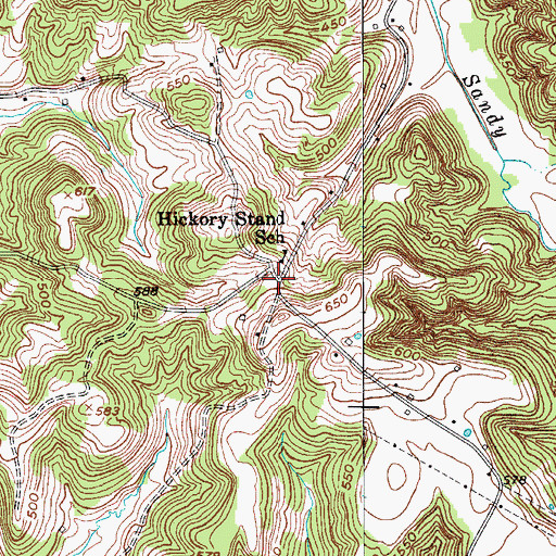 Topographic Map of Hickory Stand (historical), KY