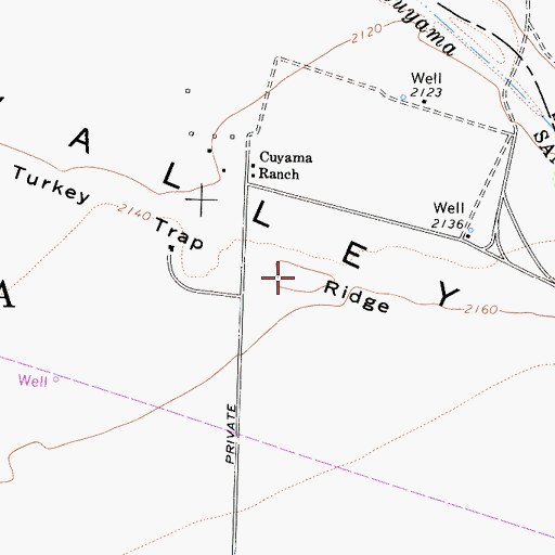 Topographic Map of Turkey Trap Ridge, CA
