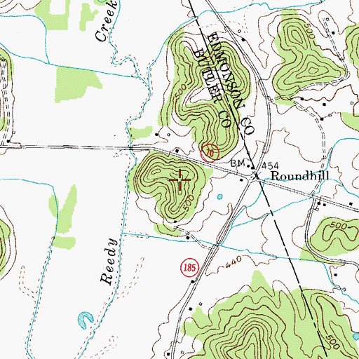 Topographic Map of Round Hill, KY