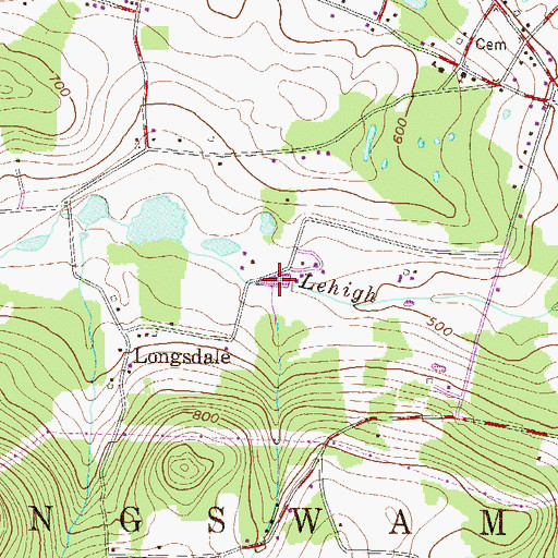 Topographic Map of Glen Run, PA
