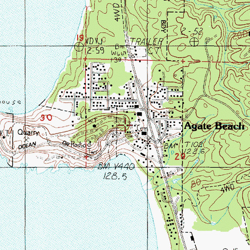 Topographic Map of Agate Beach Cemetery, OR