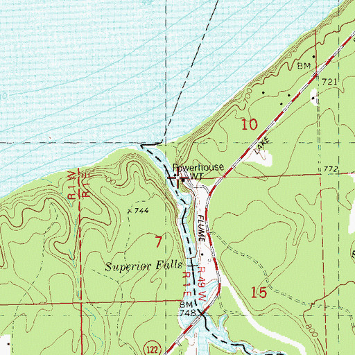 Topographic Map of Superior Falls Hydro Generating Station, MI