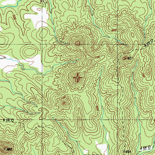 Topographic Map of Allens Knob, KY