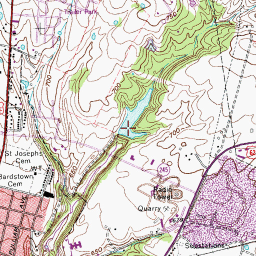 Topographic Map of Bardstown Reservoir, KY