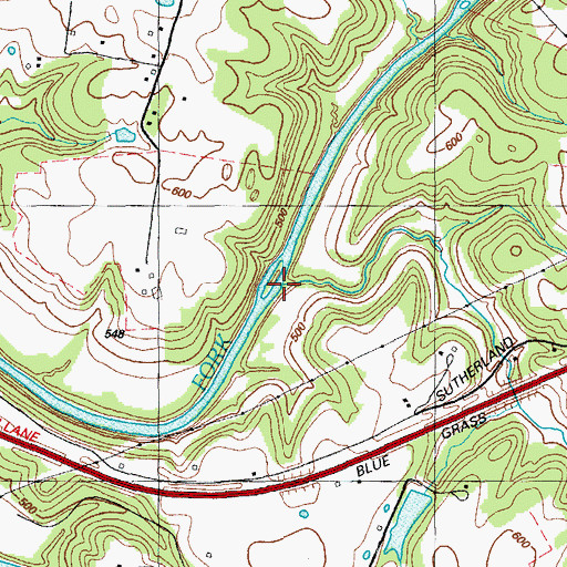 Topographic Map of Boones Creek, KY