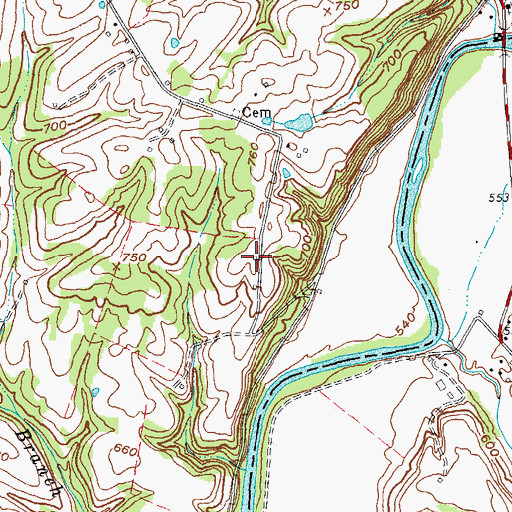 Topographic Map of Humphrey (historical), KY