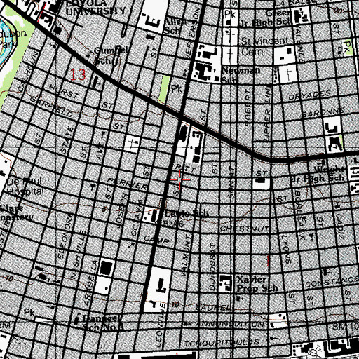 Topographic Map of Prytania Theater, LA