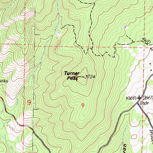Topographic Map of Turner Peak, CA