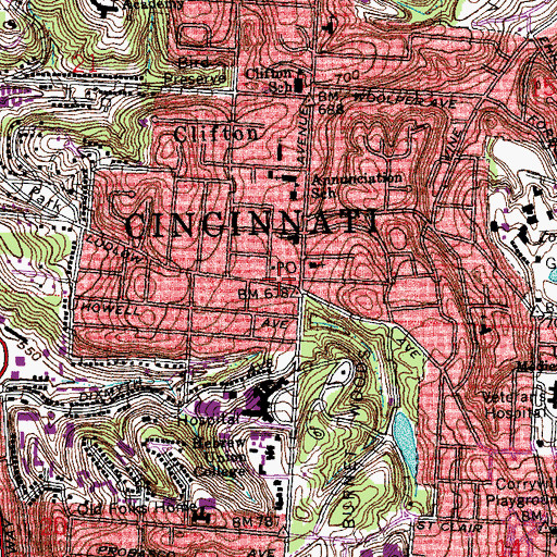 Topographic Map of Esquire Theatre, OH