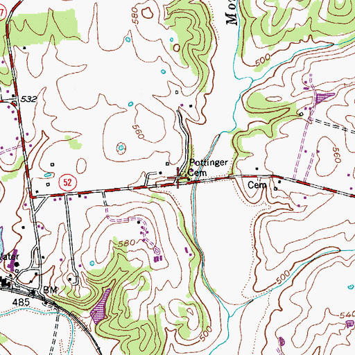 Topographic Map of Samuel Pottinger Settlement (historical), KY