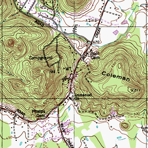 Topographic Map of Blue Lick Gap, KY