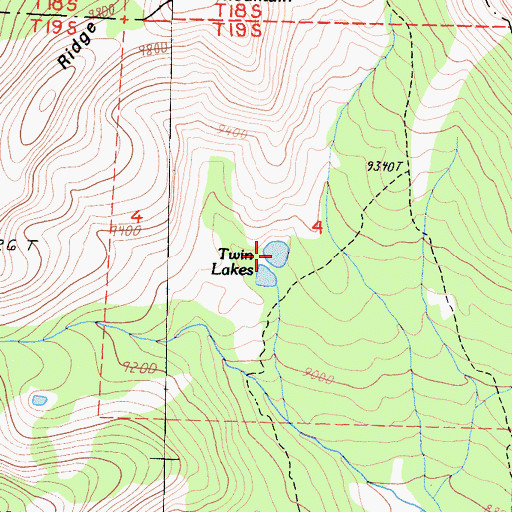 Topographic Map of Twin Lakes, CA