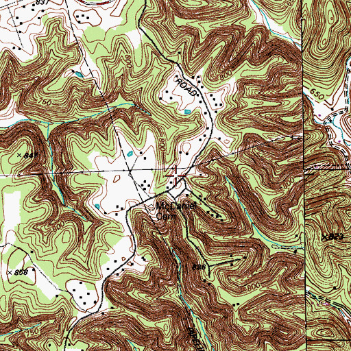 Topographic Map of Sunnyside (historical), KY
