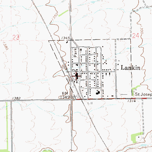 Topographic Map of Lankin Post Office, ND