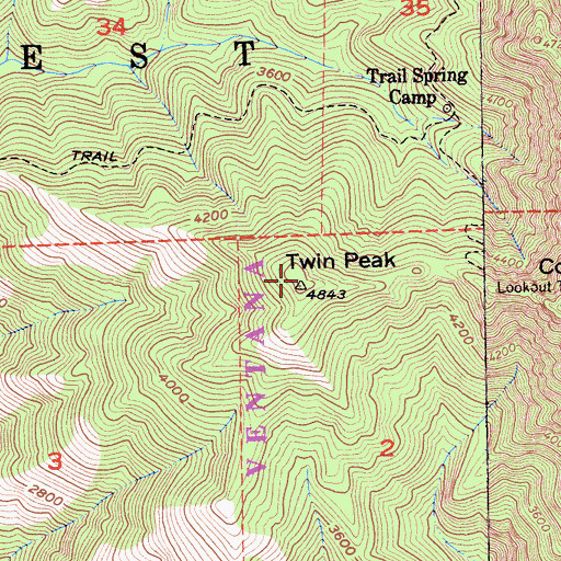 Topographic Map of Twin Peak, CA