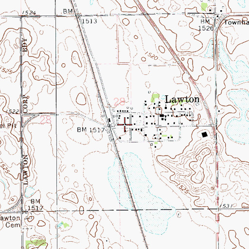 Topographic Map of Lawton Post Office, ND