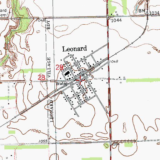 Topographic Map of Leonard Post Office, ND