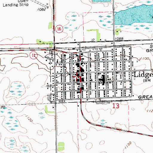 Topographic Map of Lidgerwood Post Office, ND