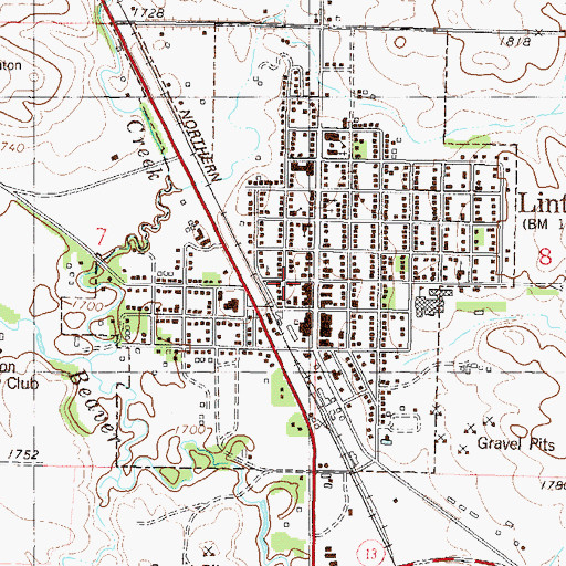 Topographic Map of Linton Post Office, ND