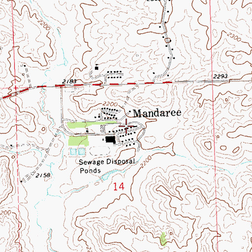 Topographic Map of Mandaree Post Office, ND