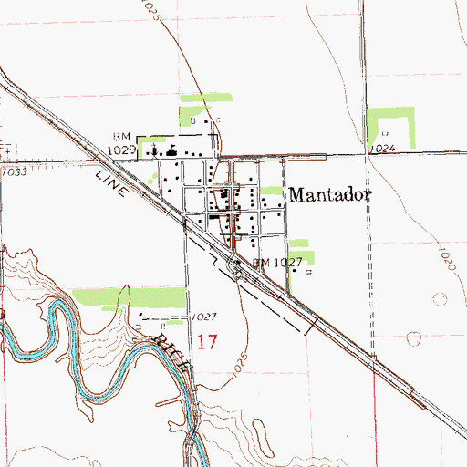 Topographic Map of Mantador Post Office, ND