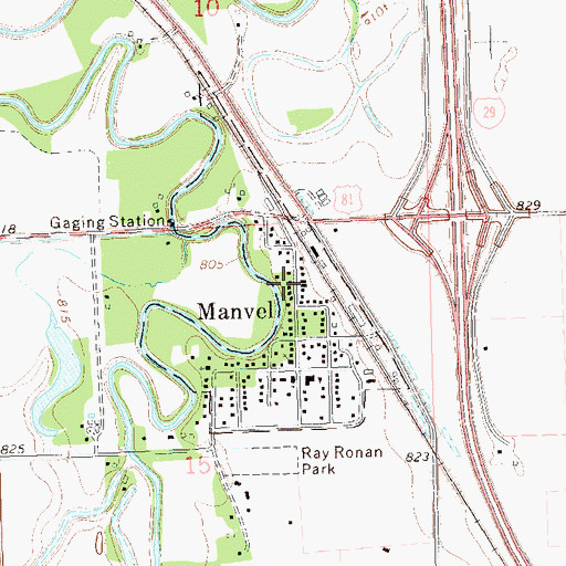 Topographic Map of Manvel Post Office, ND