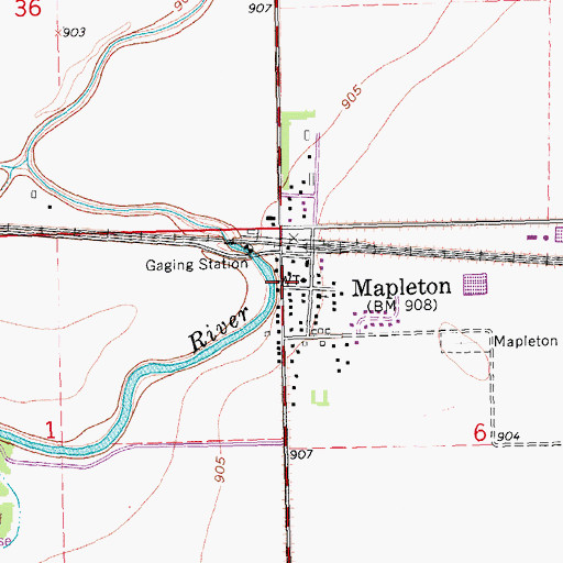 Topographic Map of Mapleton Post Office, ND