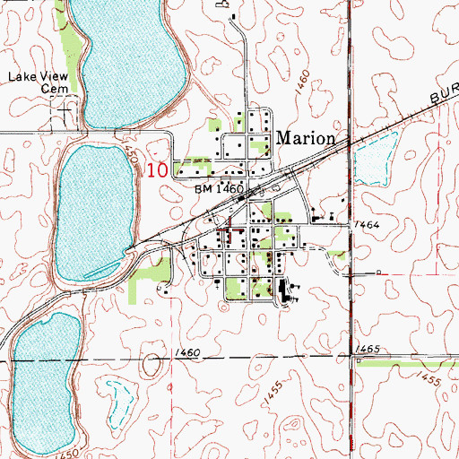 Topographic Map of Marion Post Office, ND