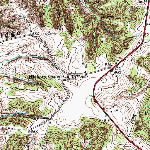 Topographic Map of Hickory Grove (historical), KY