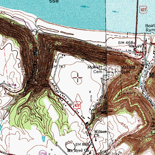 Topographic Map of Milton Hill, KY