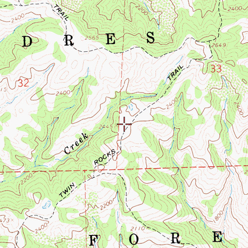 Topographic Map of Twin Rocks Trail, CA