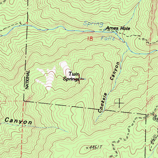 Topographic Map of Twin Springs, CA