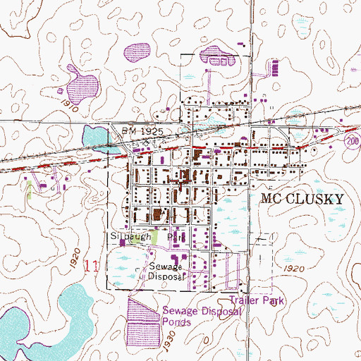 Topographic Map of McClusky Post Office, ND
