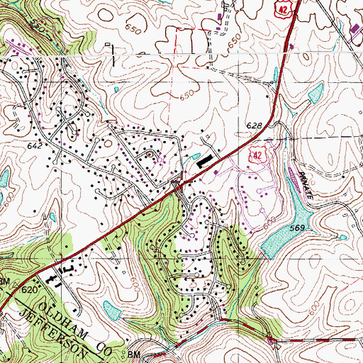 Topographic Map of Hillcrest, KY