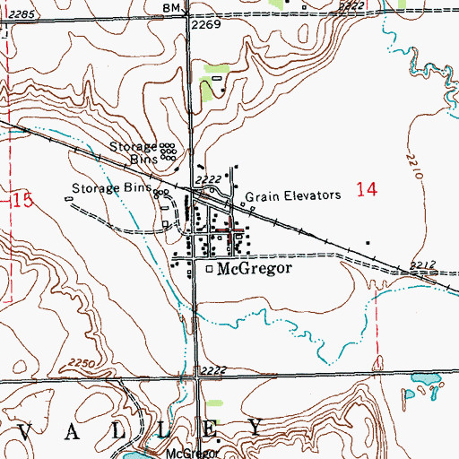 Topographic Map of McGregor Post Office, ND