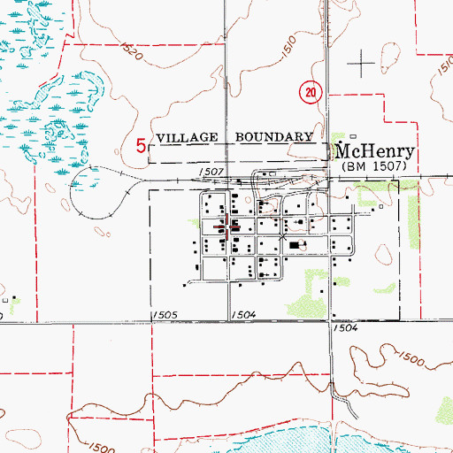 Topographic Map of McHenry Post Office, ND