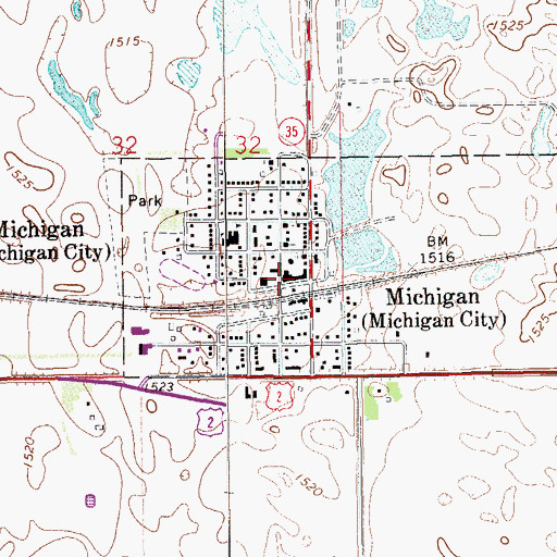Topographic Map of Michigan Post Office, ND