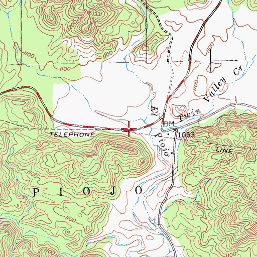 Topographic Map of Twin Valley Creek, CA