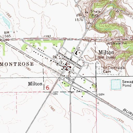Topographic Map of Milton Post Office (historical), ND