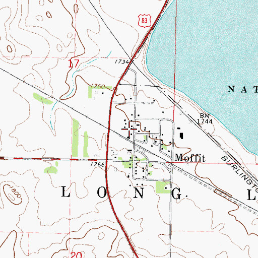 Topographic Map of Moffit Post Office, ND