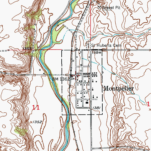 Topographic Map of Montpelier Post Office, ND