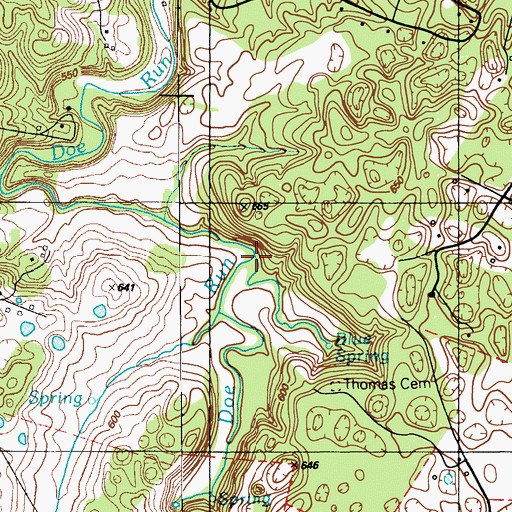 Topographic Map of Blue Spring Branch, KY