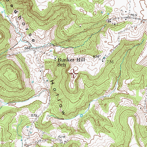 Topographic Map of Bunker Hill, KY