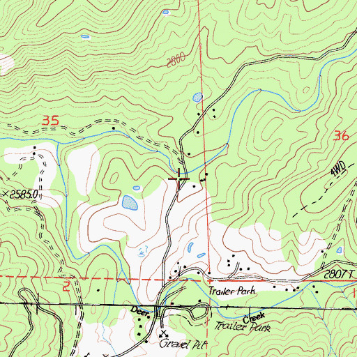 Topographic Map of Tyler Creek Fire Control Station, CA
