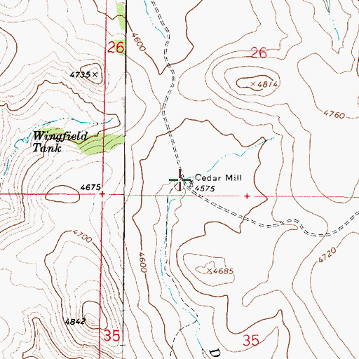 Topographic Map of Cedar Mill, AZ