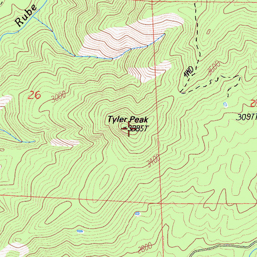 Topographic Map of Tyler Peak, CA