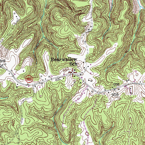 Topographic Map of Bear Wallow Ridge (historical), KY